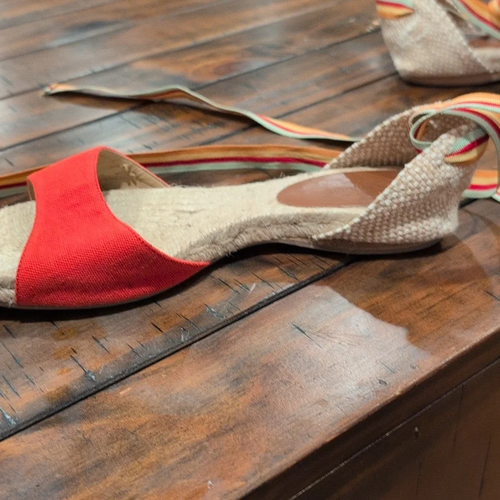 Castaner Open Toe Flat Lace Up Espadrilles